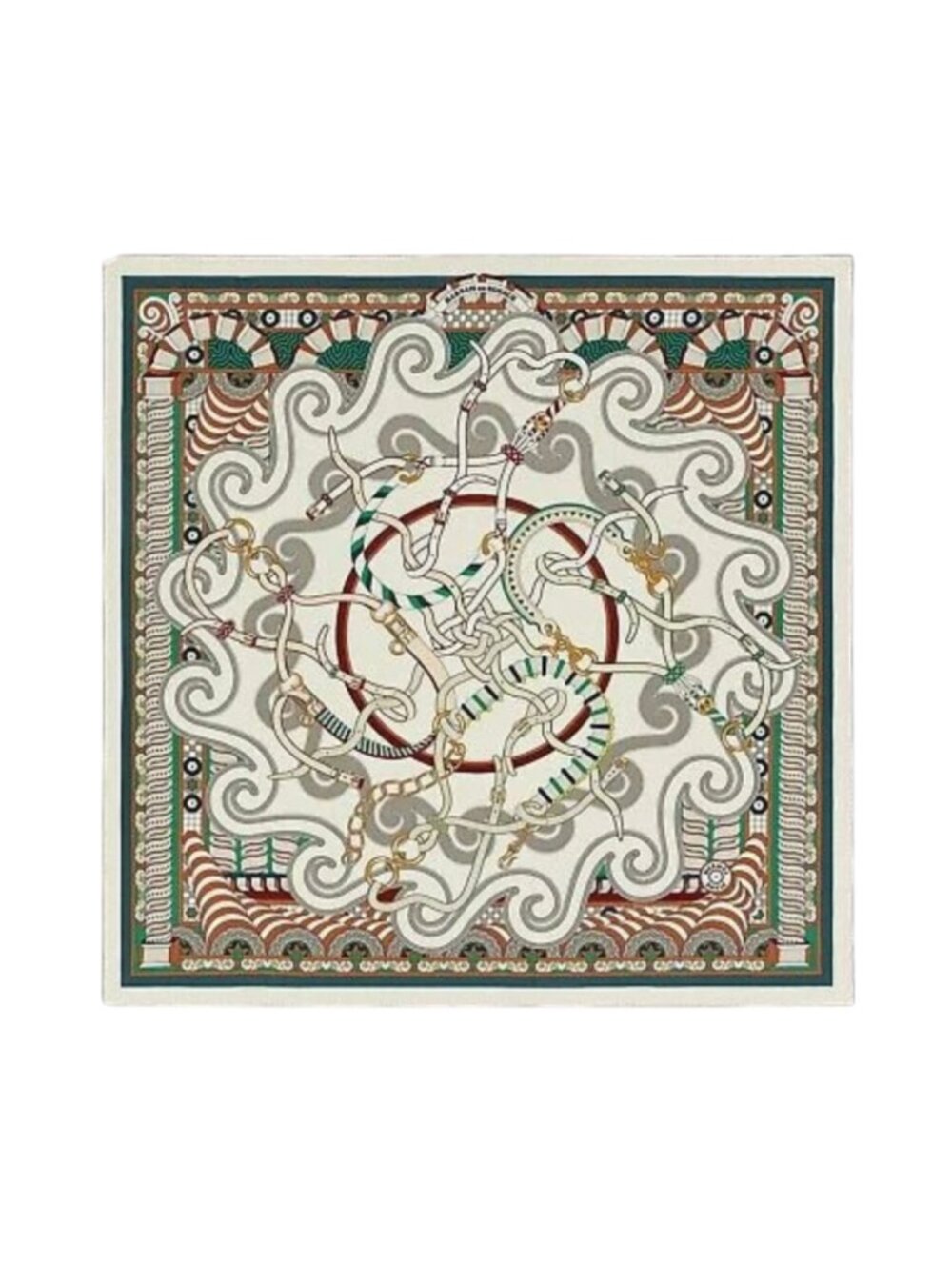 Hermes Harnais en Rosace 140 Cashmere Silk Shawl Scarf 140 Pierre Marie Square
